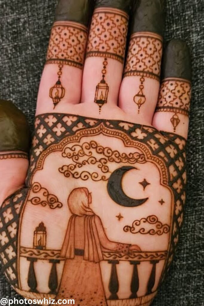 eid chand mehndi design front hand