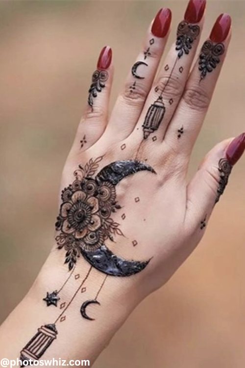 eid modern moon mehndi design