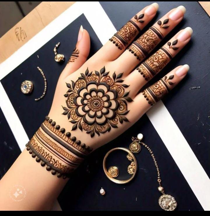 simple finger tips mehndi design